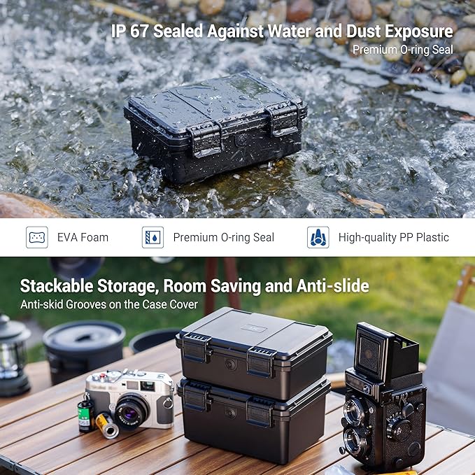 JJC Sturdy Secure 35mm Film Case Canister Holder with 15 Rolls Film Canister,IP67 Waterproof 35mm Film Container for 15 Rolls135 Film, Anti-Shock Light-Sealed Negative Film Storage(No Film Included)