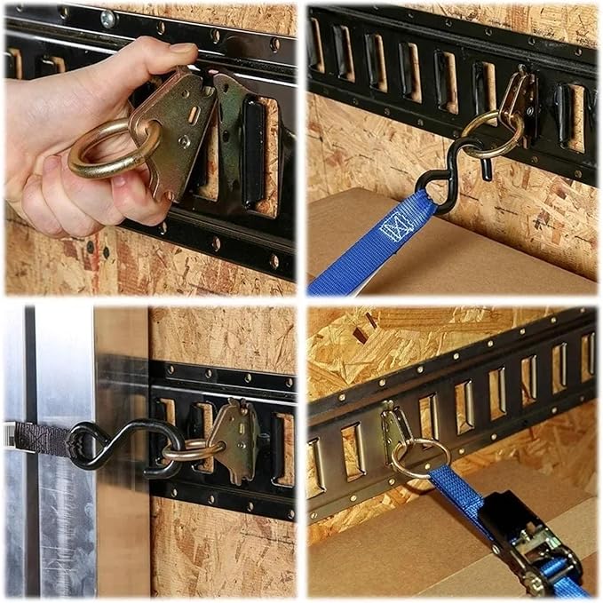 Cargo Steel E-Ring Tie Down Hooks 4/8PCS E-Track O-Ring Anchors - Steel Tie-Down (Enclosed Flatbed Trailers) for E-Track Rail/Single System(8pcs)