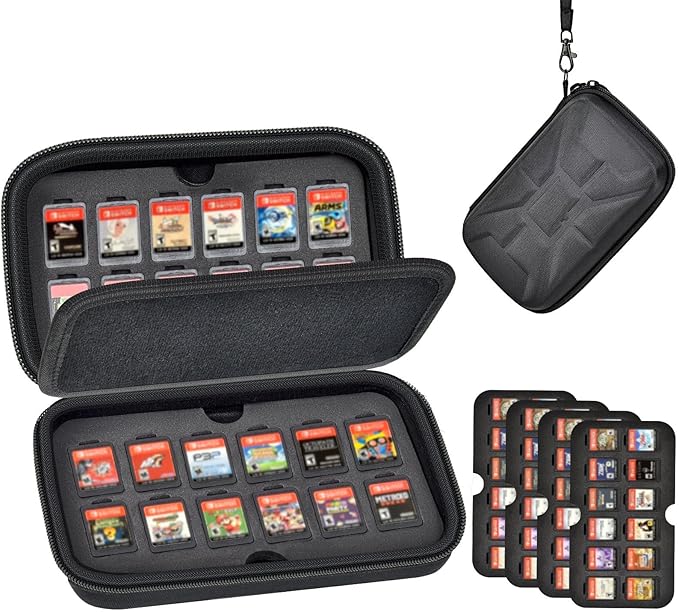 Game Card Case for Nintendo for Switch - 72 Cards & 144 Micro SD SDXC SDHC TF Slots, Protective Storage for Switch/for OLED Lite, Shockproof Hard Shell Family Gamers Travel Home Organizer, Box Only