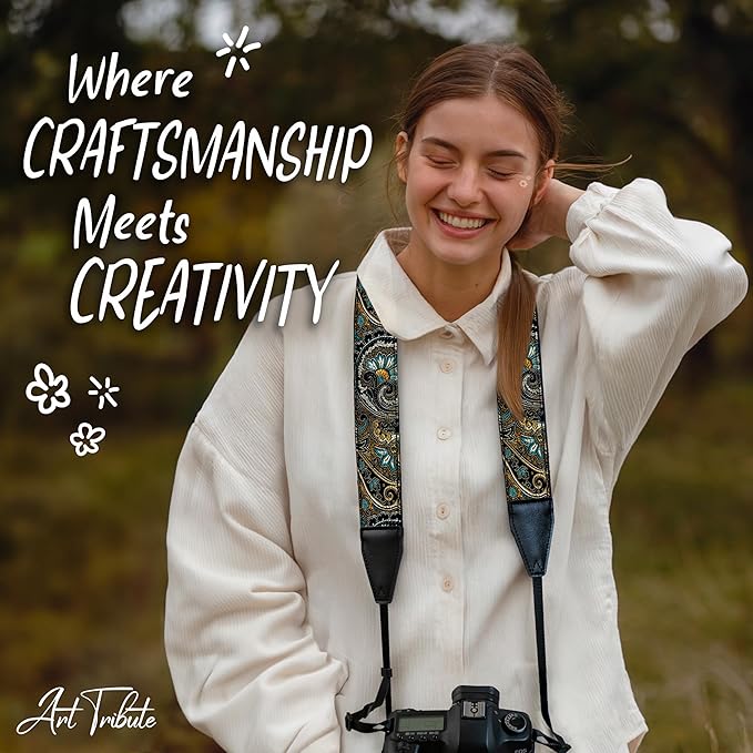 Art Tribute Camera Strap for All DSLR and Mirrorless Cameras. Add Your Name Or Initials Make It a Personalized Gift