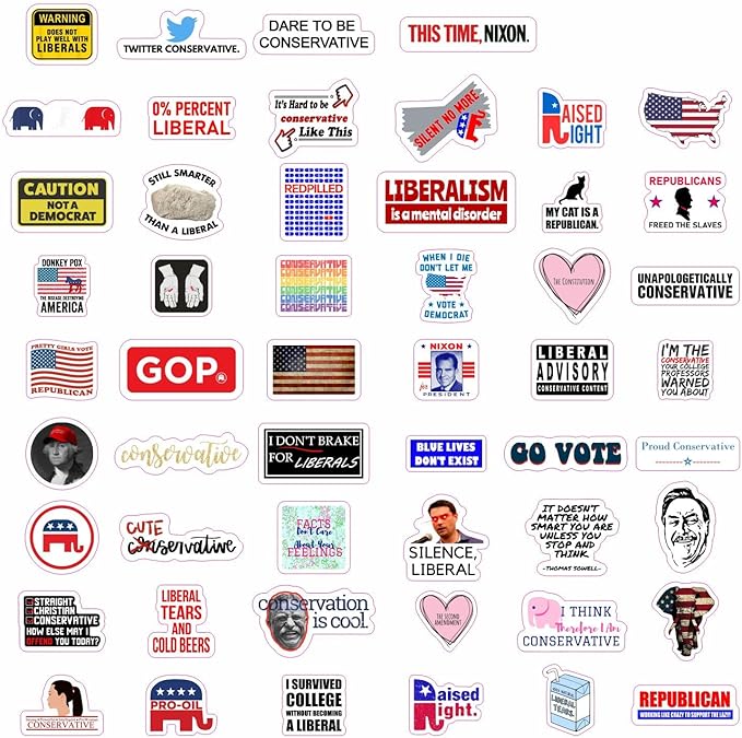 BulbaCraft 100 Pcs Republic an Stickers, Conservat ive Stickers, Republic an Party Decals, Gifts for Women & Men