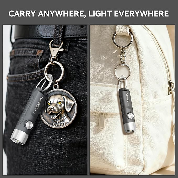 S11-T Rechargeable Keychain Flashlight, 500 High Lumens EDC Mini Flashlight with Magnet, LED Pocket Light Suitable for Outdoor, Camping, Hiking