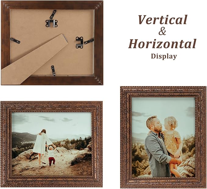 Edenseelake 8x10 Picture Frame Set of 2, Vintage Antique Ornate Photo Frame 8 by 10 for Tabletop or Wall, Bronze