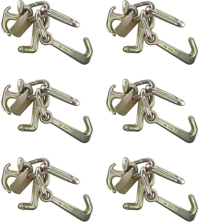 Mega Cargo Control 5/16" G70 RTJ Cluster Hook w/Link | Towing Hooks for Tow Truck, Heavy Duty Wrecker Hauler, Hauler Trailer (6 - Pack)