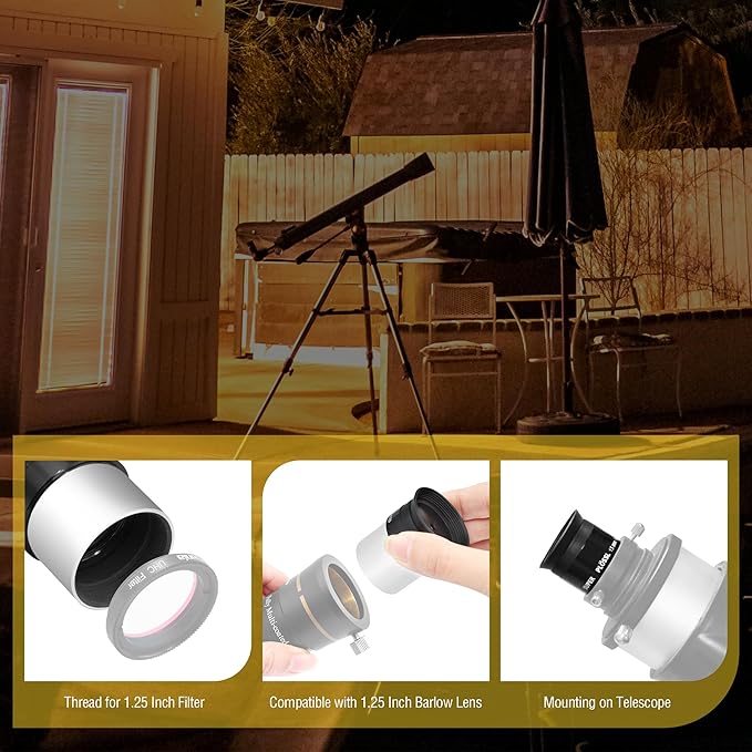 Astromania Telescope Eyepiece Set 1.25 Inch Super Plossl Eyepiece Set 6.3mm 15mm 26mm, 5 Element Fully Multi Coated Metal 52 Degree Apparent Field, Telescope Accessory Set for Astronomy Telescope