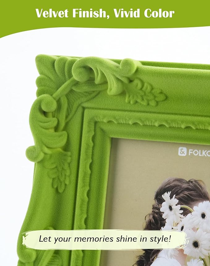 5x7 Picture Frame for Portraits Wedding Photos, Small Cute Decorative Frame with Stand for Table Shelf Desk Decor, Unique Gift for Mom Sister Grandma Friends (Lawn Green)