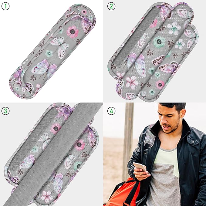 ZINZ Universal Shoulder Pad with Ultra Thick Cushion for Bag Luggage Bag Crossbody, Plus Long & Anti-Slip & Breathable,Butterfly