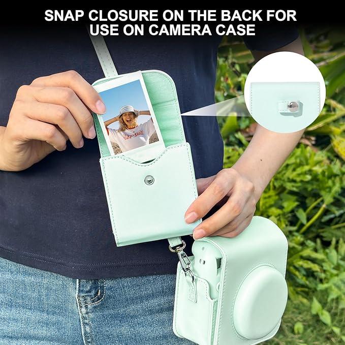 WOGOZAN Square Album for Fujifilm Instax Square/SQ1/SQ40/SQ6/SQ10/SQ20/SP-3 Instant Camera 2.9x3.4 Inch Films for Instax Square Film, Photo Album for Polaroid Mini Pictures, SQ Photo Pouch Bag (Green)