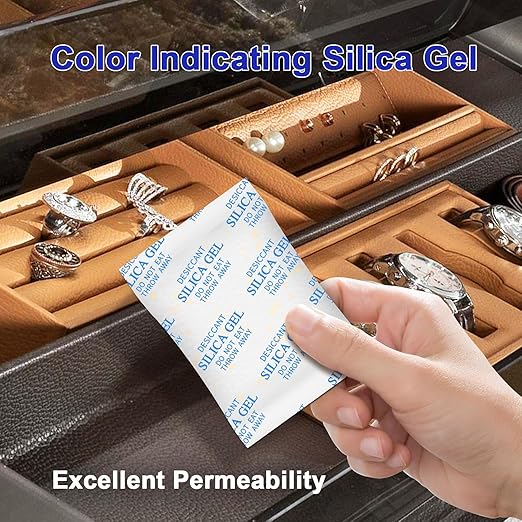 Desiccant Packs for Storage, 75 Packs 20 Gram Silica Gel Packets for Moisture Control, Food Grade Moisture Absorbers with Color Indicating, Desiccant Packs for Foods, Electronics, Jewelry, Safe