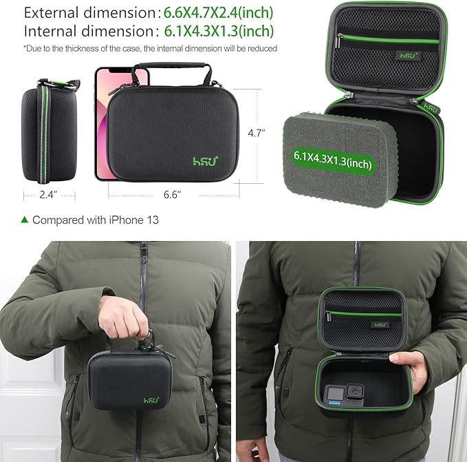 Carrying Case for GoPro Hero 13/12/11/10/9/8/7/6/5 Black and Accessories, HSU Protective Security Bag, Storage Solution for Adventurers-Upgraded Interior Foam