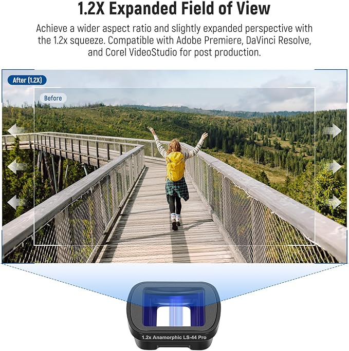 NEEWER 1.2X Blue Anamorphic Lens Compatible with DJI Osmo Pocket 3 & Creator Combo Accessories, Cinematic Blue Streak Widescreen Effect Magnetic HD Optical Glass Lens for Photography Video, LS-44 Pro