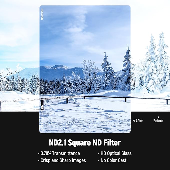 NEEWER ND2.1 (7 Stops) Square ND Filter, 4"x5.65" Dual Sided 30 Multi Nano Coated Cinema Neutral Density Filter for NEEWER Matte Box Compatible with Tilta Compatible with SmallRig