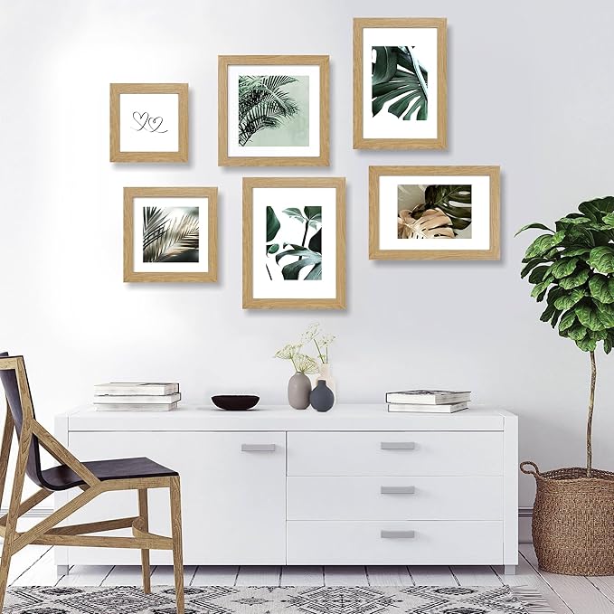 8x11 Picture Frame Set of 2, Made of Real Glass and Natural Oak Wooden Frame - 8 by 11 Photo for Wall or Tabletop Display