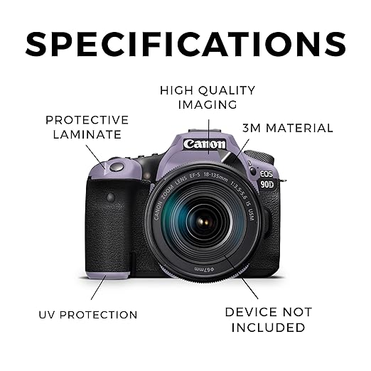 Camera Skin Compatible with Canon EOS 90D Camera (2019) - Solid Lavender - Premium 3M Vinyl Protective Wrap Decal Cover - Easy to Apply | Crafted in The USA by MightySkins