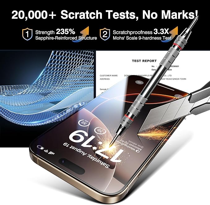 EZ-GLAZ- 4 Pack for iPhone 16 Pro Max Screen Protector[6.9"] With 2 Pack Camera Lens Protector, 9H+ Hardness 12FT Military Grade Shatterproof Scratch Resistant Durable Tempered Glass Film with Flawless Fit Kit, HD Clear