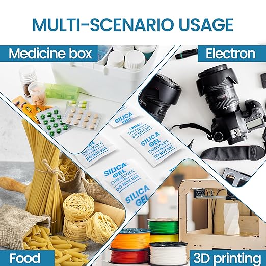 50PCS 5g Silica Gel Packets, Moisture Absorbers Desiccant Packs for Storage, Clothes, Shoes, Electronics, 3D Printer Filament, Jewelry, Spices, Safes, Tools