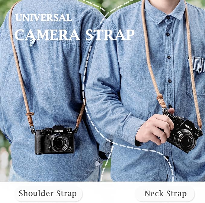 VOVMOEYA Camera Strap Rope,Camera Neck Strap Shoulder Strap for Fujifilm X100VI X100V XS20 XT5 for A6000 A6100 A6400 A6700 A7IV for Canon EOS R6 R10 for Nikon D850 D5600 D7500 - Khaki