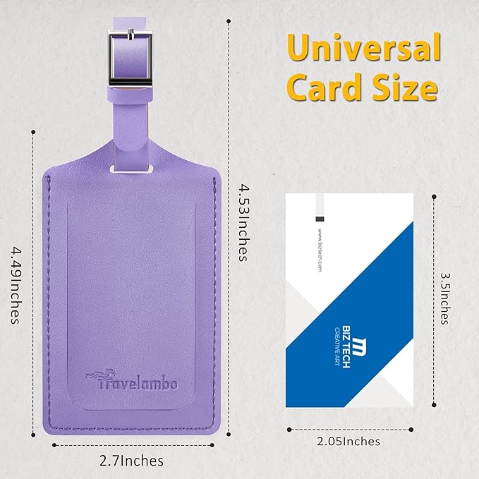 Travelambo 30 Pack Luggage Tags for Suitcases Privacy Protection Bag Tags Faux Leather Travel Accessories Essential, Classic Purple