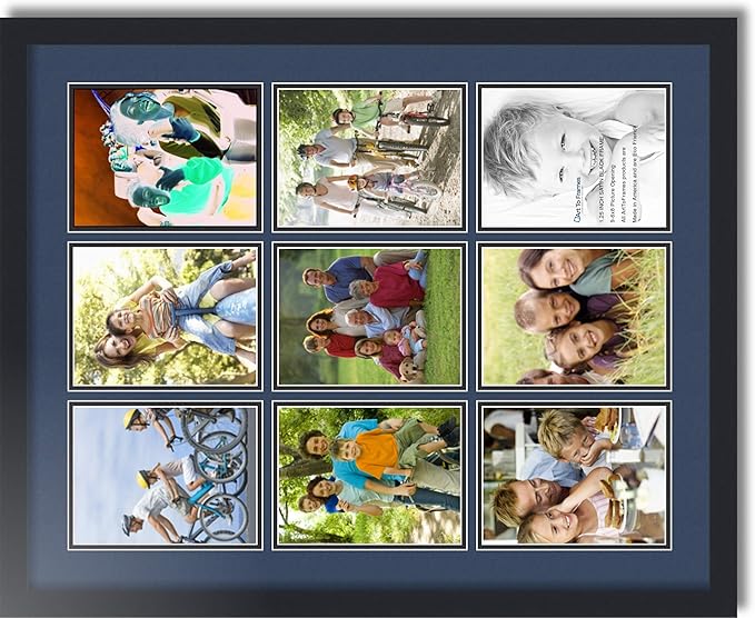 Art to Frames Double-Multimat-1049-837/89-FRBW26079 Collage Photo Frame Double Mat with 9-6x8 Openings and Satin Black Frame