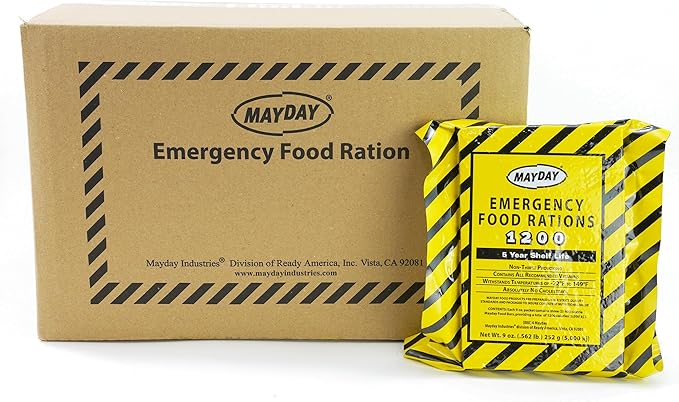 Mayday Emergency Food Bars, 1200 Calorie Meal Replacement Bars, 5 Year Shelf Life, Nutrient Dense Food Rations for Disaster Preparedness Earthquake, Fire, Flood, Leak-Proof Pouches, Highly Storable and Portable Food Storage, Apple Cinnamon, 36 Pack