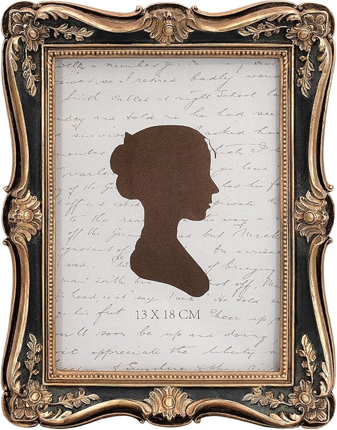 AELS 5x7 Inch Vintage Picture Frame, Elegant Antique Photo Frames with Glass Front, Photo Display, Tabletop Wall Hanging, Gift Ideas, Gold and Black