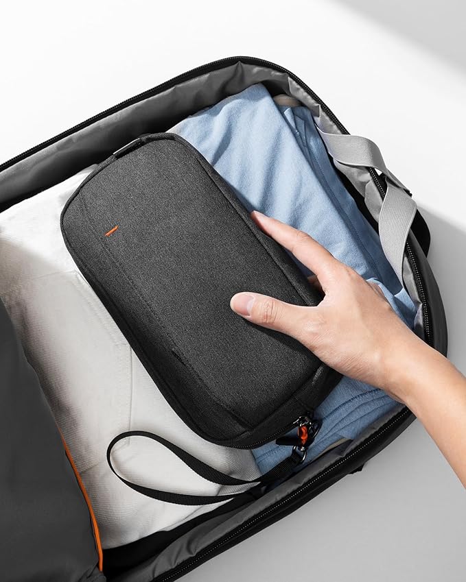 Inateck Electronics Organizer Travel Case, Water-resistant Cable Organizer Pouch, Multi-purpose Accessories Carry Case for Cord, Charger, Cables, Phone, USB Drive, Black, Medium