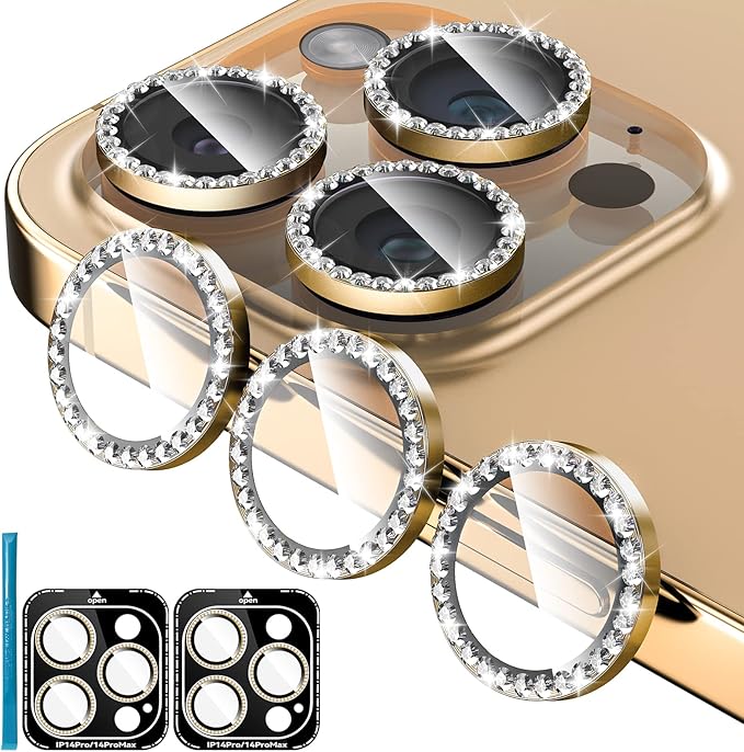 Jeluse Camera Lens Protector for iPhone 17 Pro Max/17 Pro/16 Pro Max/16 Pro/15 Pro Max/15 Pro/14 Pro Max/14 Pro, 9H Tempered Glass Screen Protector Cover Alignment Kit Metal Individual Ring