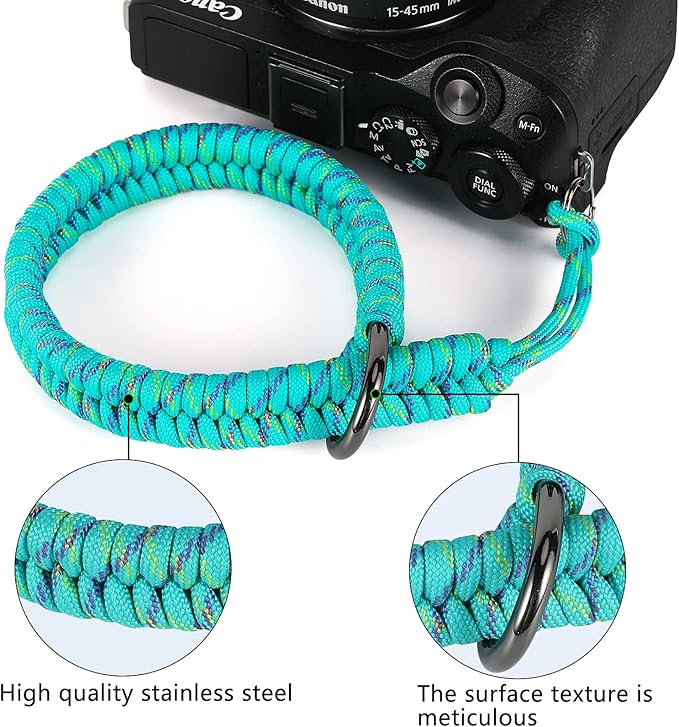 Hargedis Camera Wrist Strap, Hand-Woven Paracord Camera Hand Strap High-end and Secure Universal Adjustable, Suitable for Canon Sony Nikon Panasonic Fujifilm Olympus (Blue)