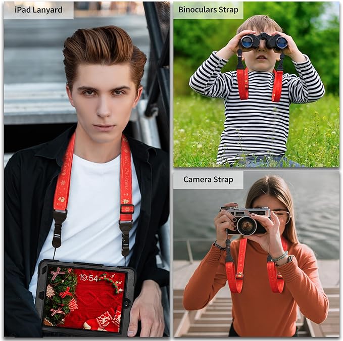 5Pcs Christmas iPad Strap, Adjustable Camera Neck Strap, Comfortable Shoulder Strap for Bags, Cellphone Tablet, Camera, Binocular, An Excellent Christmas Gift Choice -Red