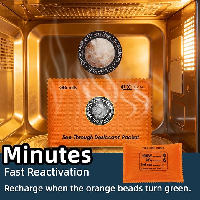 100g [10 Packs] See-Through Desiccant Packs for Storage,Rechargeable Silica Gel Packets, Moisture Absorbers for Storage Bins, 3D Filaments, Cars, Safe, Electronics, Toolboxes,and more.