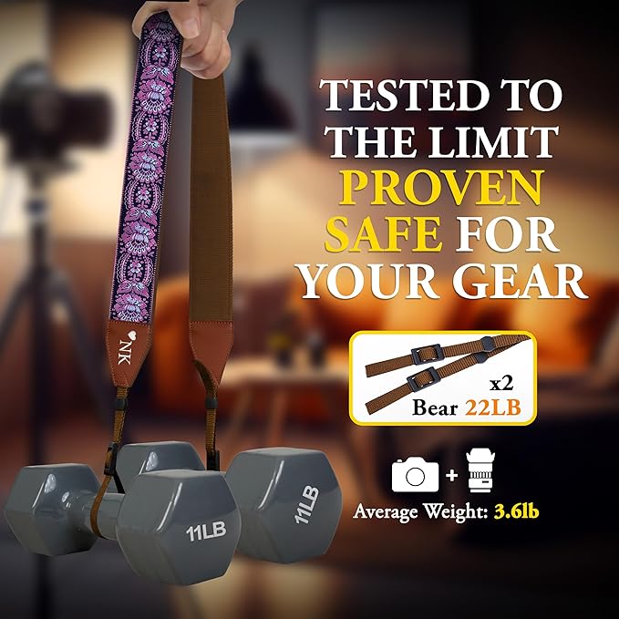Art Tribute Camera Strap for All DSLR and Mirrorless Cameras. Add Your Name Or Initials Make It a Personalized Gift