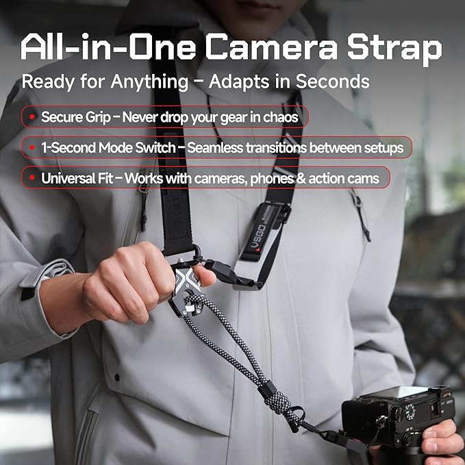 VSGO Urban Camera Strap – Quick Release, Anti-Twist, Comfortable Nylon Sling, Fits DSLR, Mirrorless, Phone, Action Camera