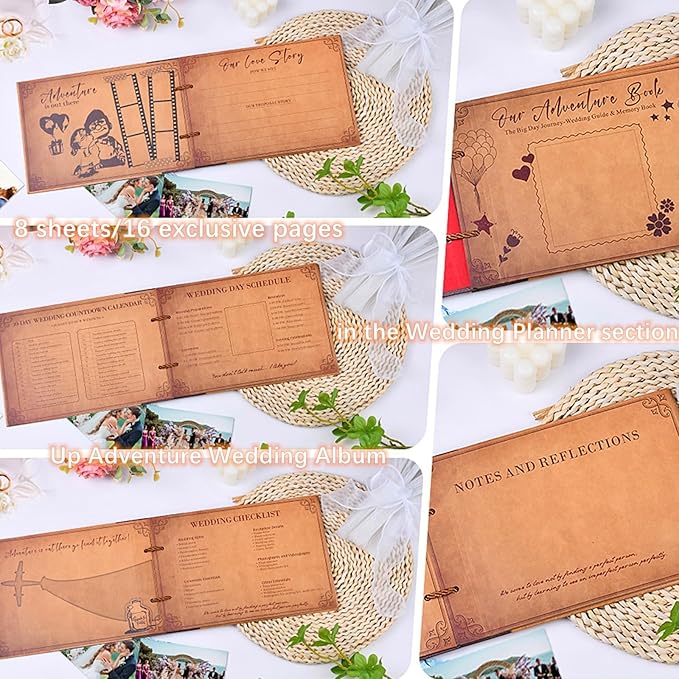 Adventure Book Diary Photo Scrapbook, Adventure Wedding Planning Book Inspired by the 'Up' Saga,Ideal for Memories,Couples' Anniversaries,Weddings,Traveling,Birthdays,Christmas,Newly Engaged Couples