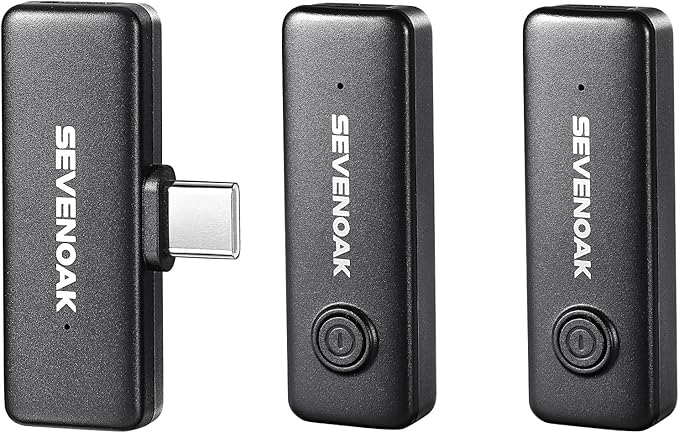 Sevenoak Wireless Lavalier Microphone for Android USB-C Phone Plug Play Type-C Mic for iPhone 15 Noise Cancellation Compact Cordless Clip on Mic for Video Recording Live Streaming Interview