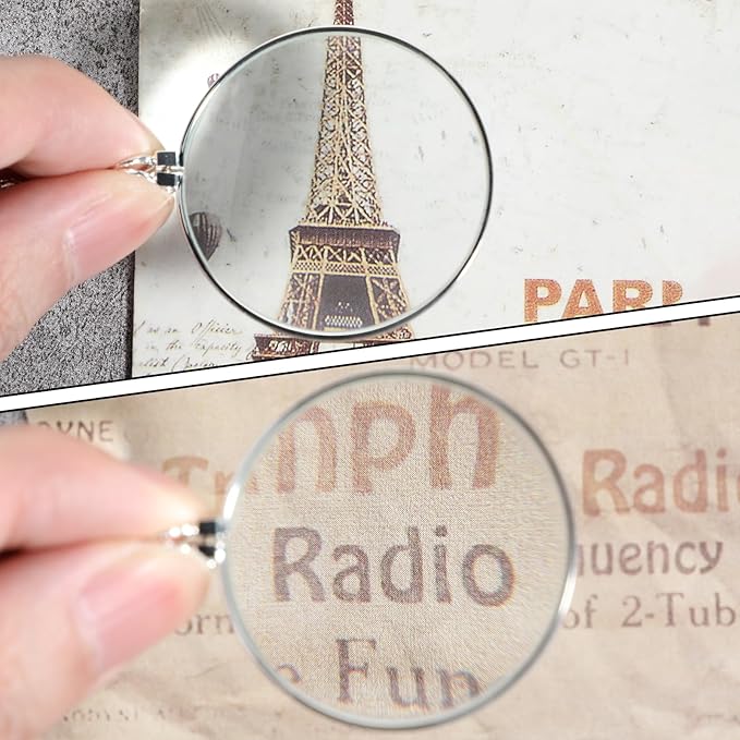 5X Monocle Magnifying Glass Necklace Pocket Magnifying Glass Vintage Magnifying-Pendant Eyepiece for Library, Reading, Jewelry and Crafts Needlework