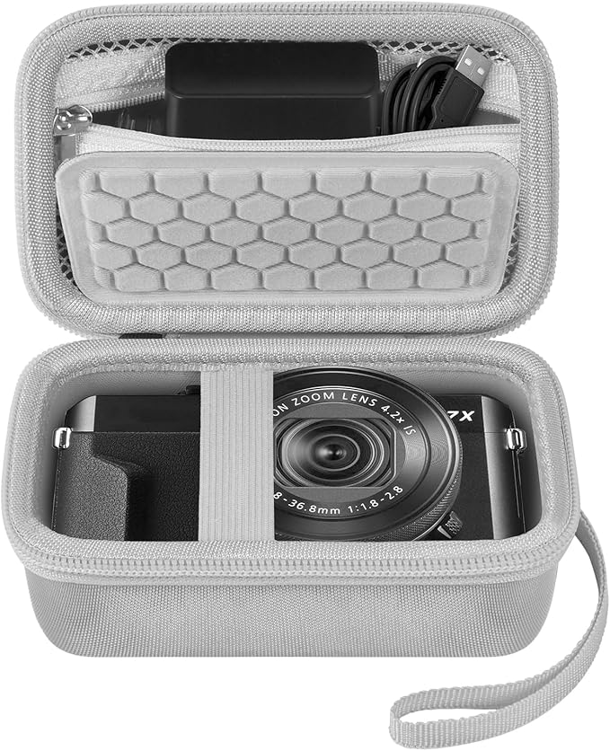 Comecase Digital Camera Carrying Case Compatible with CAMKORY/for VAHOIALD/for Canon PowerShot G7X/ for Kodak Pixpro/for Sony DSCW800 Compact Small Camera Storage Bag for Boys Girls Kids (White)