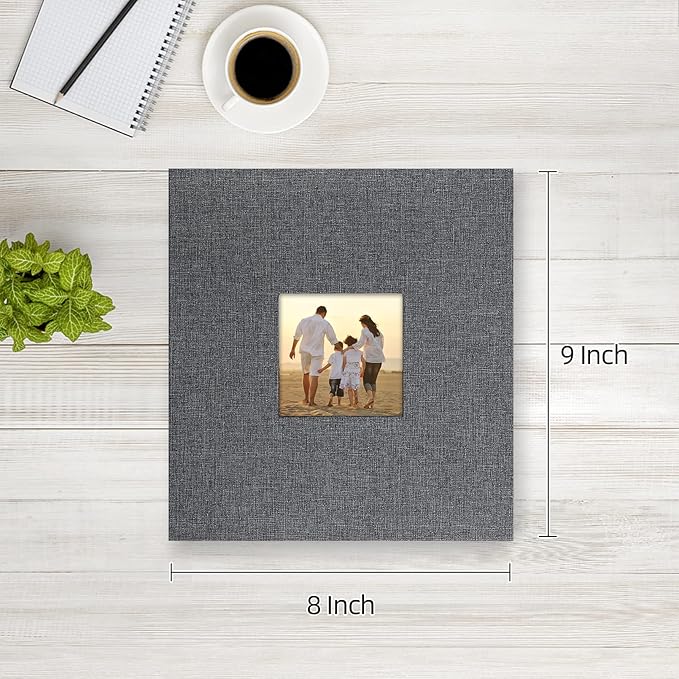 potricher Small Photo Album 4x6 200 Photos Linen Cover Picture Photo Book for Family Wedding Anniversary Baby Vacation (Gray,200 Pockets)