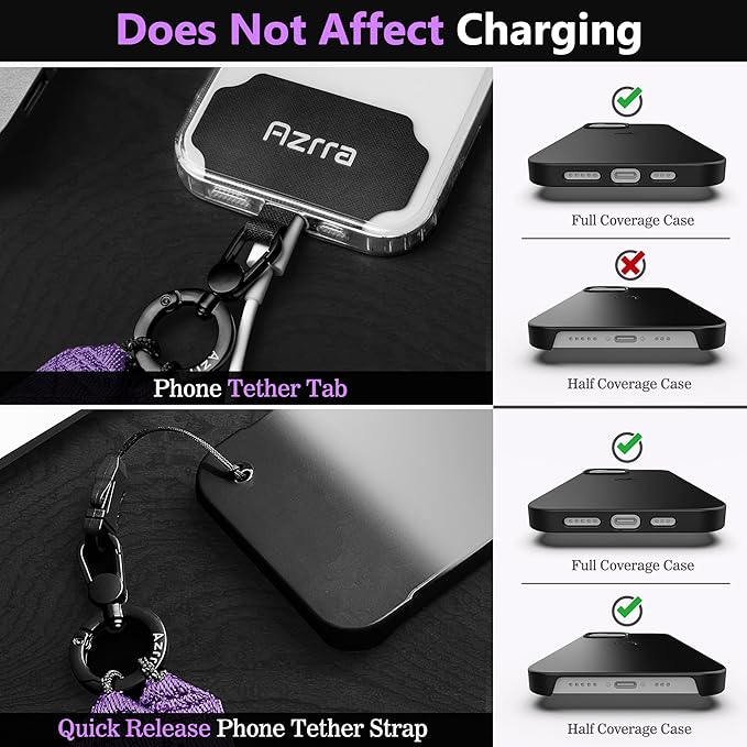 Azrra Adjustable Crossbody Phone Lanyard: Universal Crossbody Phone Strap Adjustable Cell Phone Lanyard for iPhone Samsung