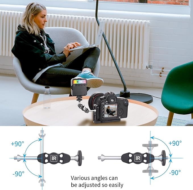 Magic Arm INNOREL M1 Universal Adjustable Aluminum Alloy Magic Arm with Dual Ball Head Articulating 1/4" Screw on Both Ends for Tripod/LED Light/LCD Monitor/Microphone/Phone Clip Load 6.6lb/3kg