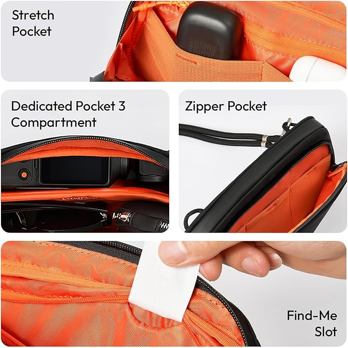 ULANZI YY08 Sling Bag Everyday Shoulder Bag for DJI Osmo Pocket 3/GoPro/Insta360 Action Cameras, Vlog Photography Crossbody Portable Bag Small Camera Case w Detachable Strap, 2L, Gray
