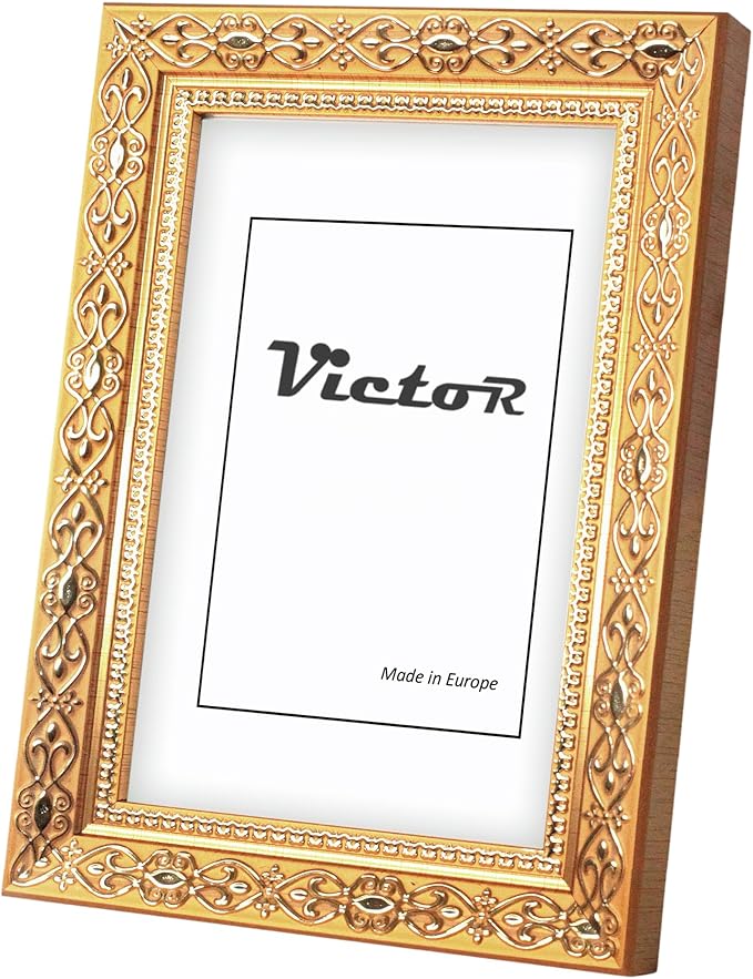 Victor Picture Frame 4x6 in Gold "Vermeer" - Antique Picture Frame with shatterproof Acrylic Glass - 4 x 6 Photo Frame Vintage