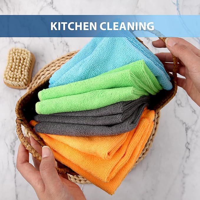 12 Pack Microfiber Cleaning Cloth 11.8x11.8inch - Streak-Free, Reusable Wipes for Glass, Kitchen, Car, Dusting - Absorbent & Lint-Free (Mixed Color 3, 11.8 x 11.8 inch)