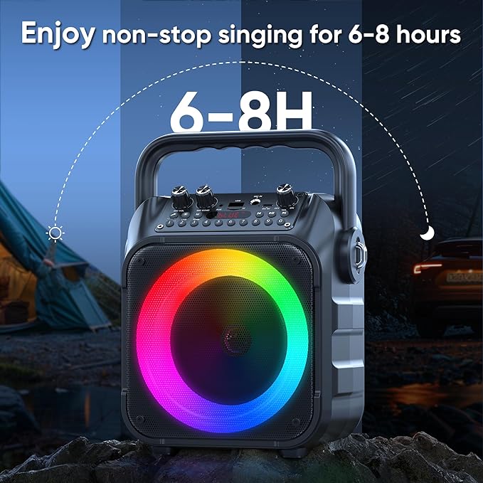 Karaoke Machine, Portable Bluetooth Speaker with 3 Wireless Microphones for Adults & Kids with Lights, Karaoke Microphone with PA System Supports USB/TF/FM/AUX for Home Party Home System Packages