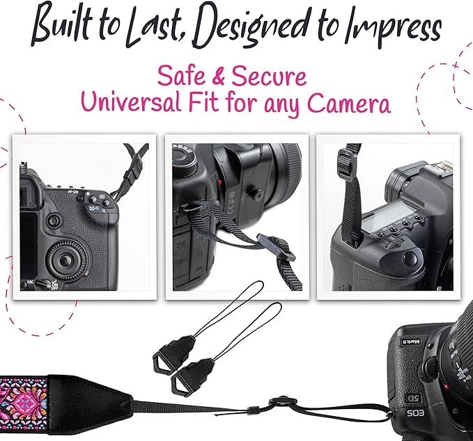 Art Tribute Camera Strap for All DSLR and Mirrorless Cameras. Add Your Name Or Initials Make It a Personalized Gift