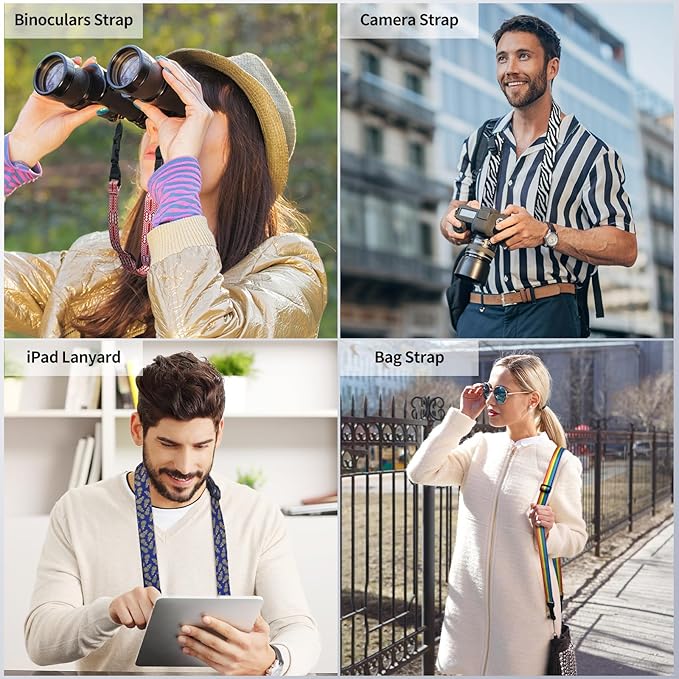 Zebra Stripe Shoulder Strap, Adjustable Camera Strap with 2 Sets of Quick-Release Buckles, Comfortable Neck Strap for iPad, Tablet, Camera, Laptop, Binocular, Luggage Bag