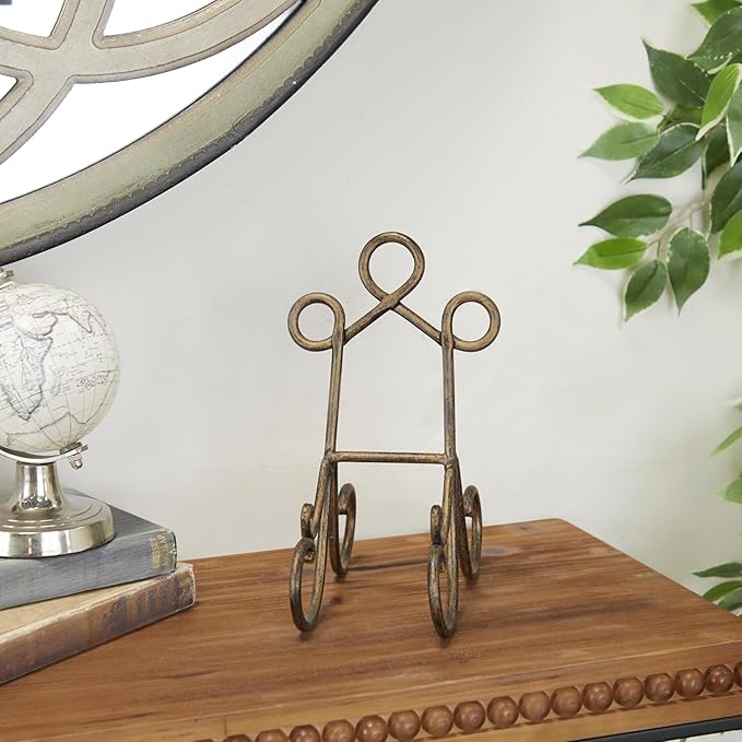 Deco 79 Metal Display Easel Scroll Tabletop Easel, Display Stand 5" x 8" x 9", Brown