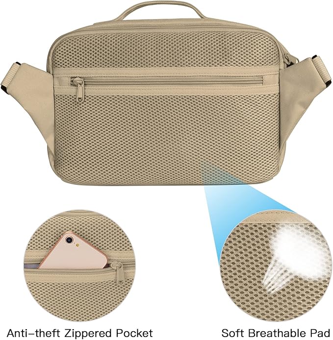 MOSISO Camera Shoulder Bag Case Crossbody Sling Purse, DSLR/SLR/Mirrorless Compact Padded Photography Handbag with Rain Cover Compatible with Canon/Nikon/Sony Cameras and Lenses, Khaki