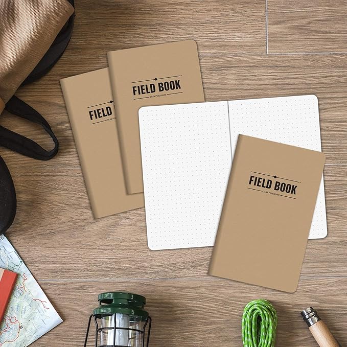 Elan Publishing Company Field Notebook/Journal - 5"x8" - Kraft - Dot Graph Memo Book - Pack of 4