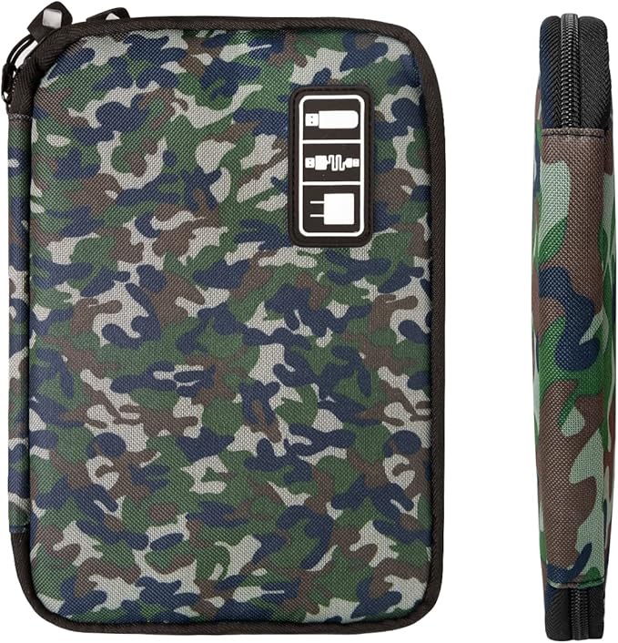 Electronics Travel Organizer,Portable Waterproof Electronic Travel Storage Bag for Small Charging Cord Storage,Charger,SD Card etc,for Travel,Business -Camouflage Green