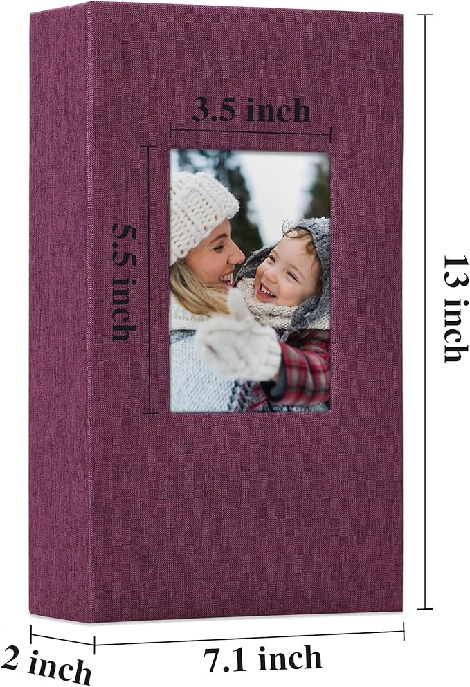 Vienrose Linen Photo Album 300 Pockets for 4x6 Photos Fabric Cover Photo Books Slip-in Picture Albums Wedding Baby Purple